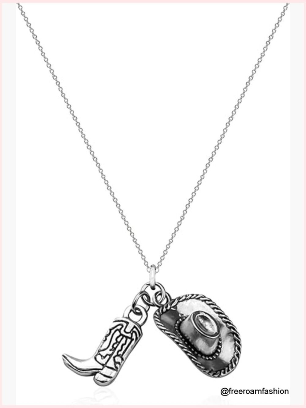 Western Cowboy Boot Charm Pendant Necklace